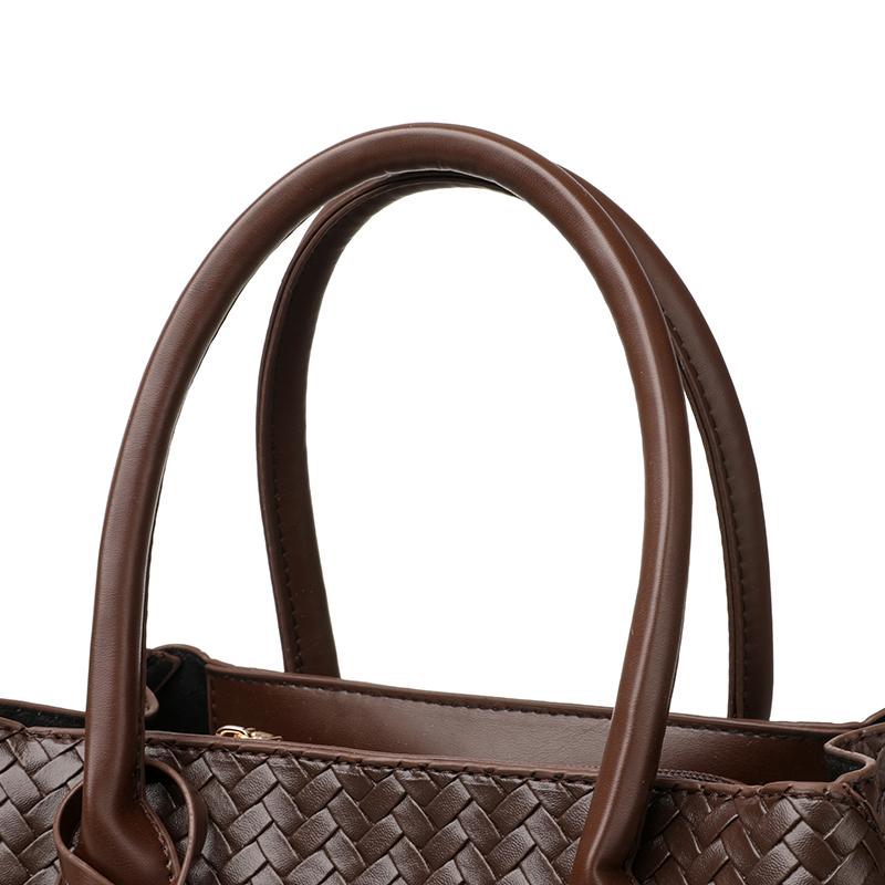 Damska torba na ramię crossbody z PU, pleciona, dużej pojemności