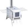 Wood Burning Stove with 5 Pipes Accessories, Visible Window Side Panels Heating Cooking Hot Tent Stove, Large Firebox Stainless Steel Stove for