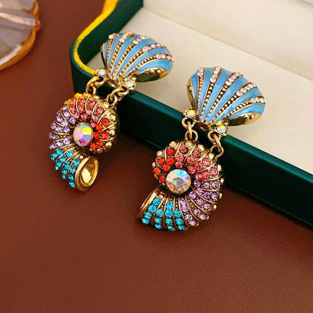 Double-layer Pearl Beaded Necklace Exaggerated Beach Style Jewelry Shell Conch Earrings  Women