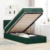 Exclusive House - Ottoman Bed Frame with Dark Green Mattress 90x200 Cm Velvet