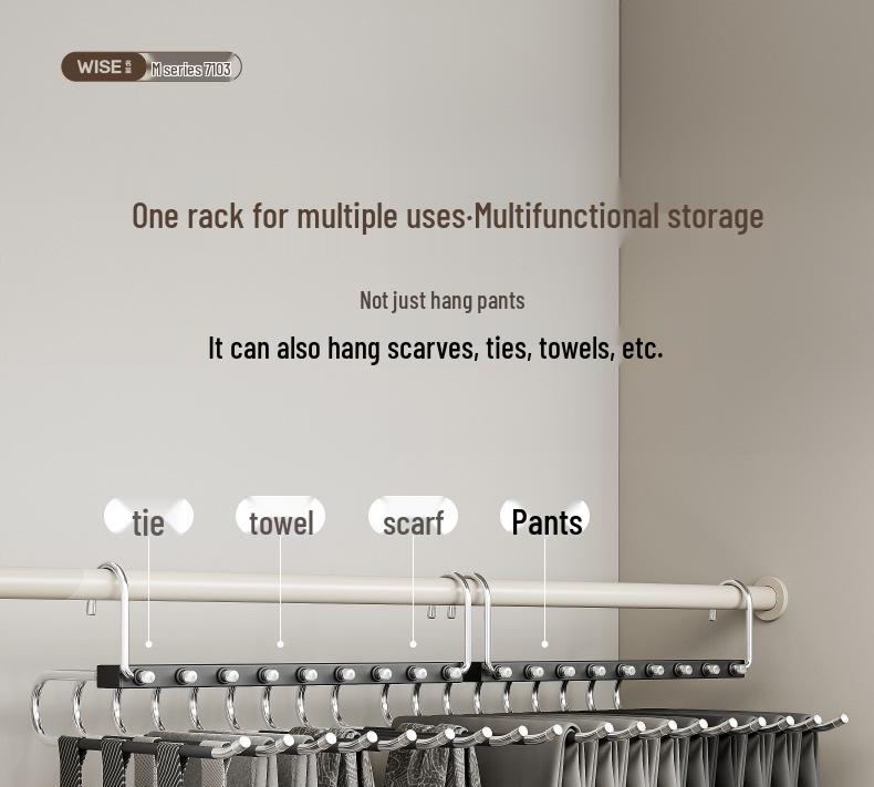 Multi-Layer Stainless Steel Folding Pants Hanger with Pull-Out Clips