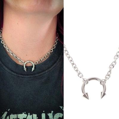 Retro Hip-Hop Style Titanium Steel Necklace Party Punk Rivet Pendant Unisex Choker Gothic Y2K Jewelry