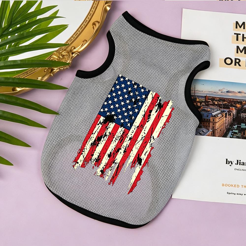 Breathable Mesh Dog Summer Tank Top Cute Cartoon Print Sleeveless Pet Vest Puppy Clothes For Chihuahua Teddy Small Dogs Cat
