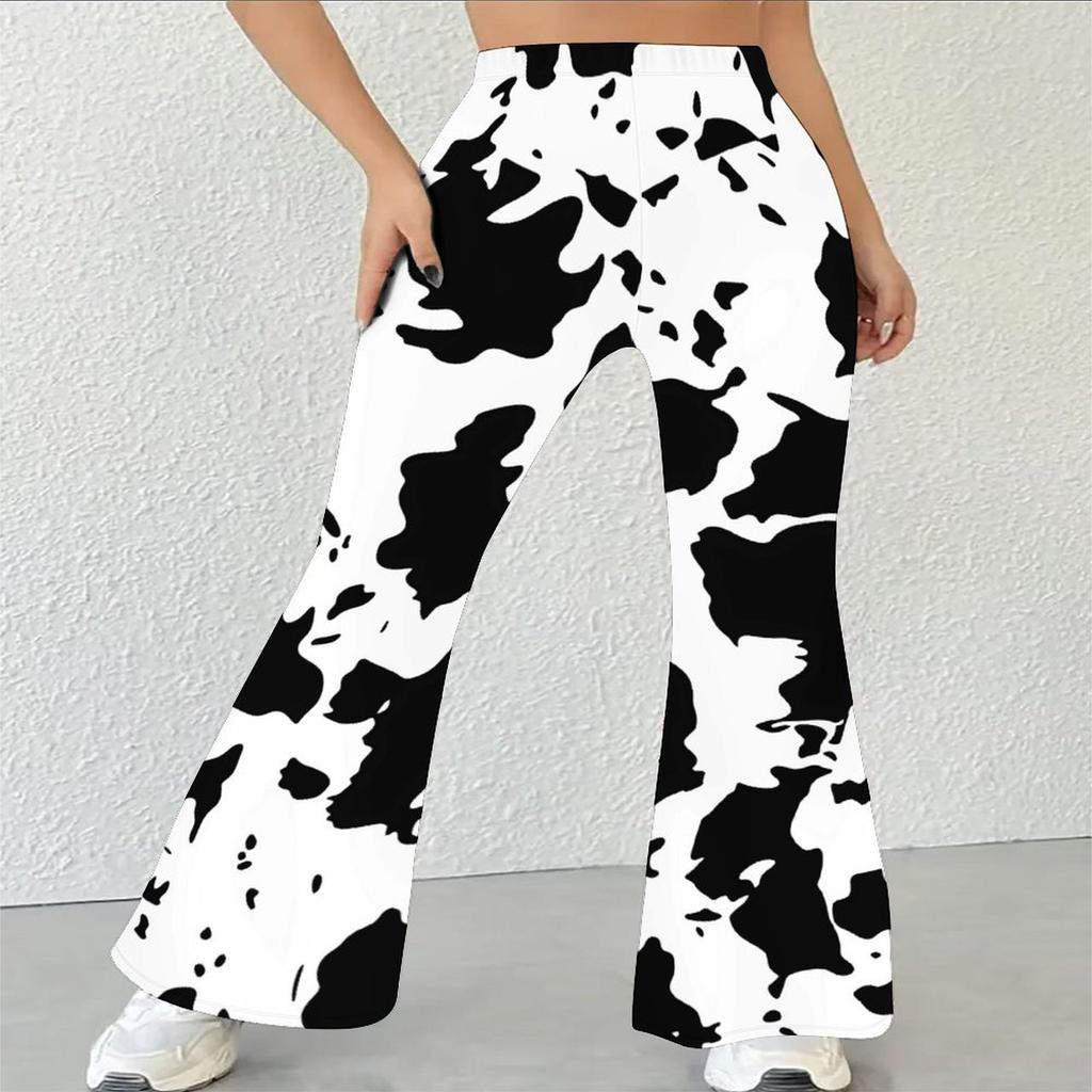 Women's Casual High Waist Flare Pants, Leopard Print Streetwear Bell Bottom Trousers