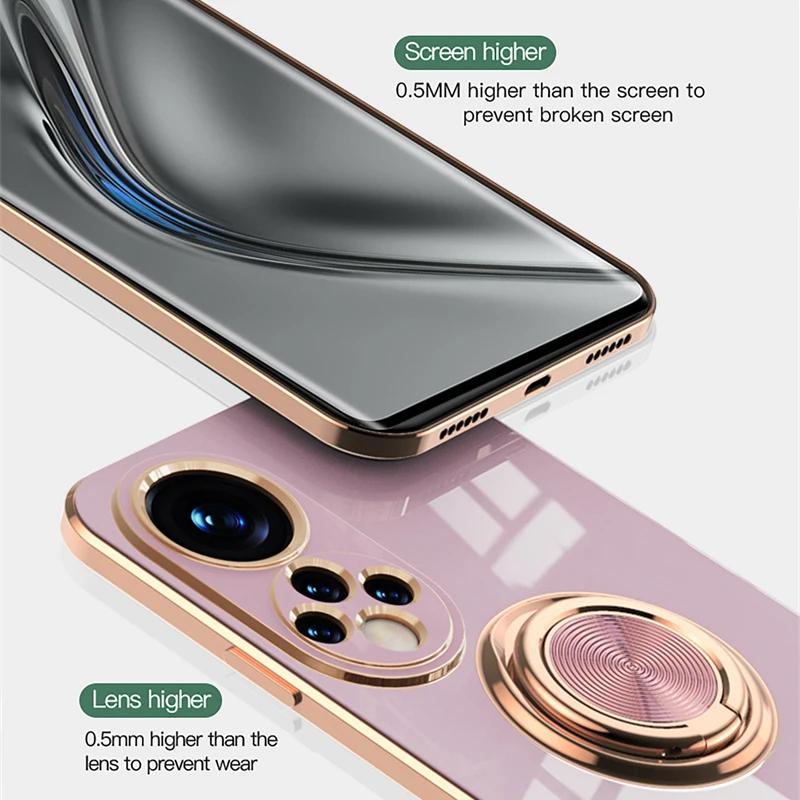 Luxuey Plating Gloss Surface Silicone Phone Case For Honor 300 200 Pro Smar Lite Ultra X9 8 7A B C 360° Rotate Ring Holder Cover