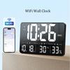 Large LED Wall Clock Mobile APP Operation Electrical Calendar Day Humidity Temperature Display 170° Full Viewing Alarm Clock