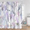 Floral Shower Curtain Colorful Flowers Birds Butterfly Botanical Green Leaves Bathroom Curtains Modern Bathtub Decor with Hooks