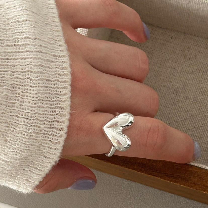 Women s Fashionable 3D Love Heart Adjustable Open Ring Adjustable Open