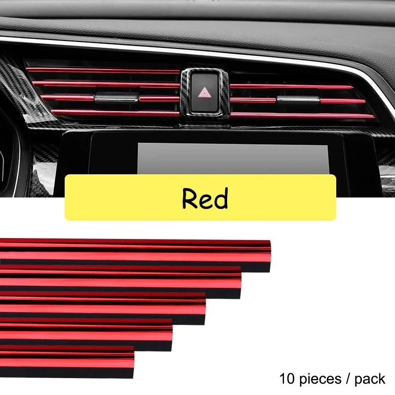 10 Pieces Car-styling Chrome Styling Moulding Car Air Vent Trim Strip Air Conditioner Outlet Grille Decoration U Shape