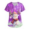 Ladies' Christmas Printed Fashionable V-neck Pocket Short Sleeved  Uniform And Caregiver Top