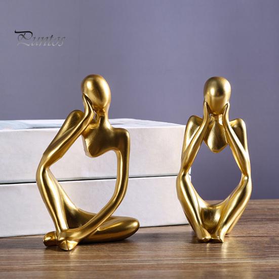 3 pezzi di figurina di pensatore astratto mini pensatore seduto statua in resina scultura soggiorno casa ufficio libreria decorazione da tavolo ornamento