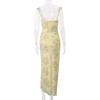 Abito Sospensorio Floreale Sexy alla Moda Scollo a V Basso Elegante Stile Vacanza Donna Pizzo Stringato Retro Slim Casual Abiti Lunghi da Festa Abbigliamento Femminile