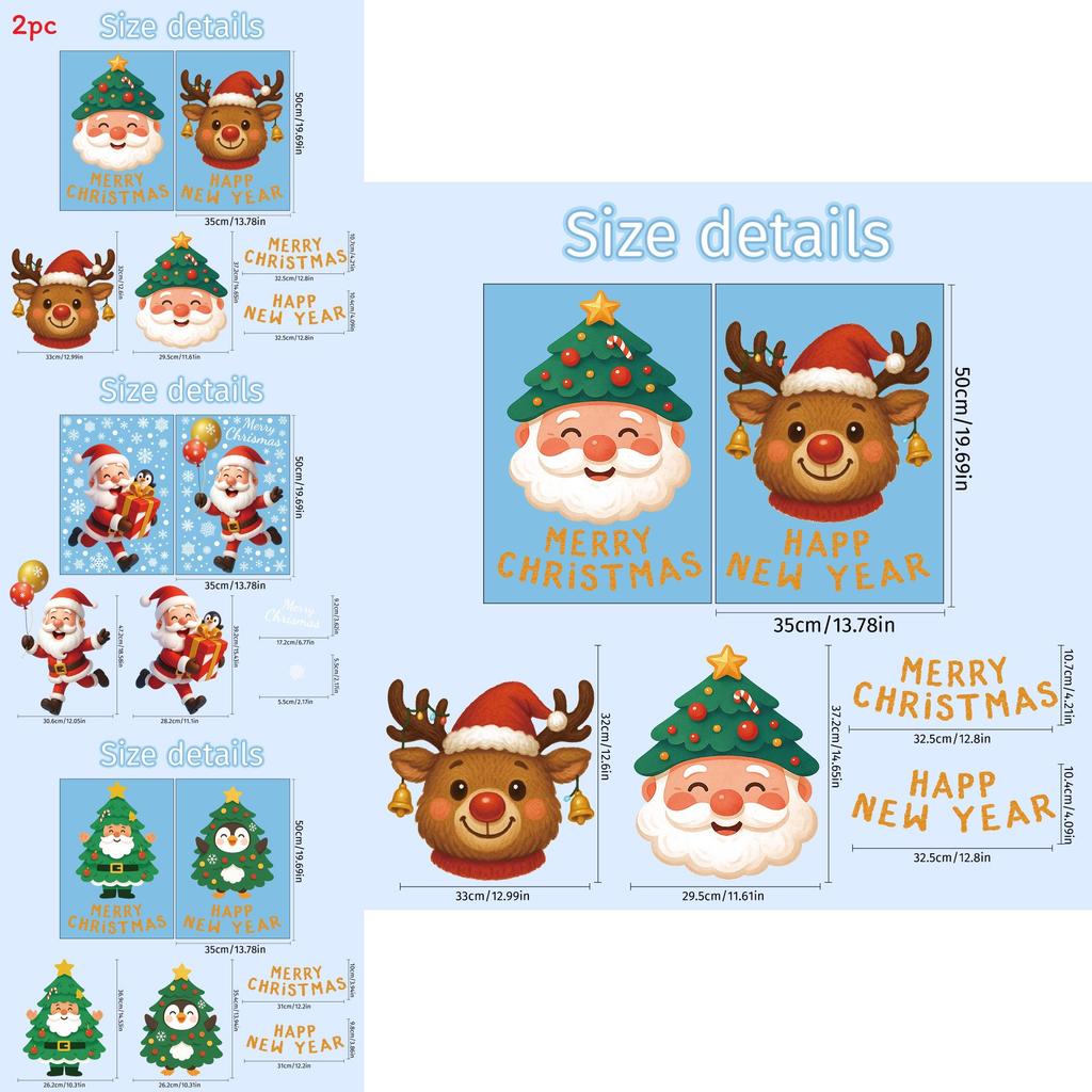 Christmas Window Clings Set With Pvc Vinyl Snowflakes Penguins And Santa For Holiday Decor