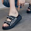 Summer new thick-bottomed cool slippers women's thick-bottomed plaid sports and leisure beach slippers