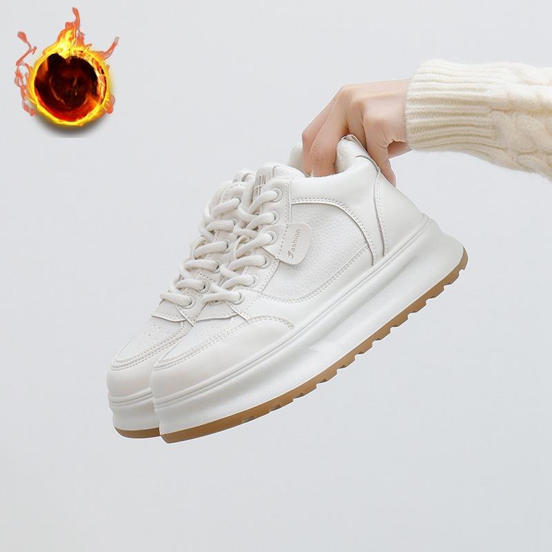 Women s Casual Snow Boots Shoes Anti-Slip Lace-Up Chunky Platform Ankle Booties With Faux Fur Lining Winter Warm Short Boot Walking Sneakers for Women 35