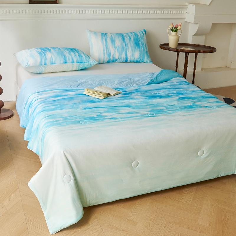 Blue Quilt for Summer Cooling Patchwork Bedspread for Beds Single/Queen Summer Blankets /Duvet Without Pillowcase