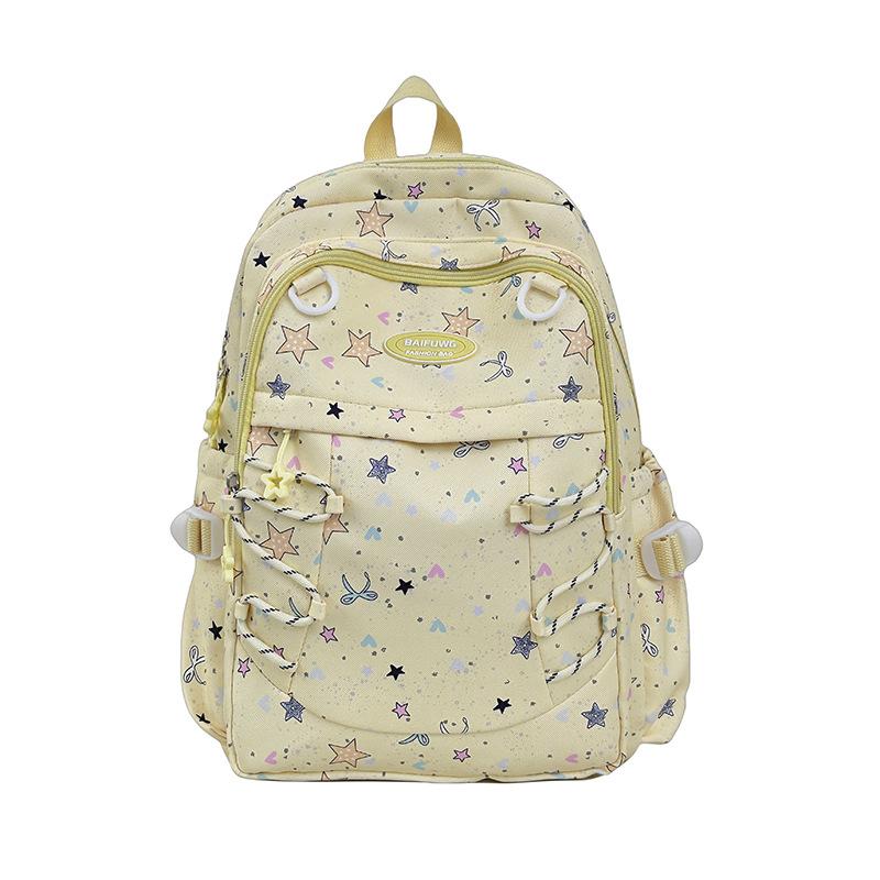 Schoolbag new solid color star large capacity versatile schoolbag new cute women's backpack backpack high value double backpack