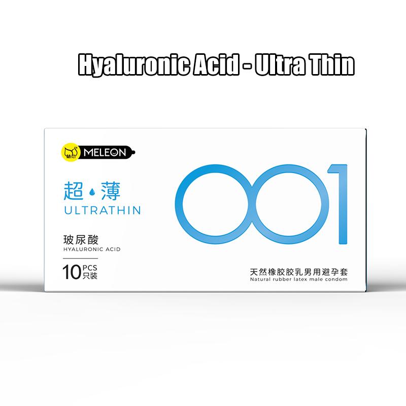 MELEON  10pcs Hyaluronic Acid Condom 001 Ultra Thin Large Particle Condom Adult Sexual Products Full Oil Smooth Sex Toys Condones 52mm