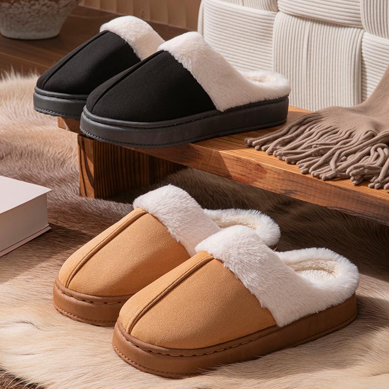 New plush cotton slippers thickened autumn and winter home velvet outer wear warm couple slippers cotton slippers