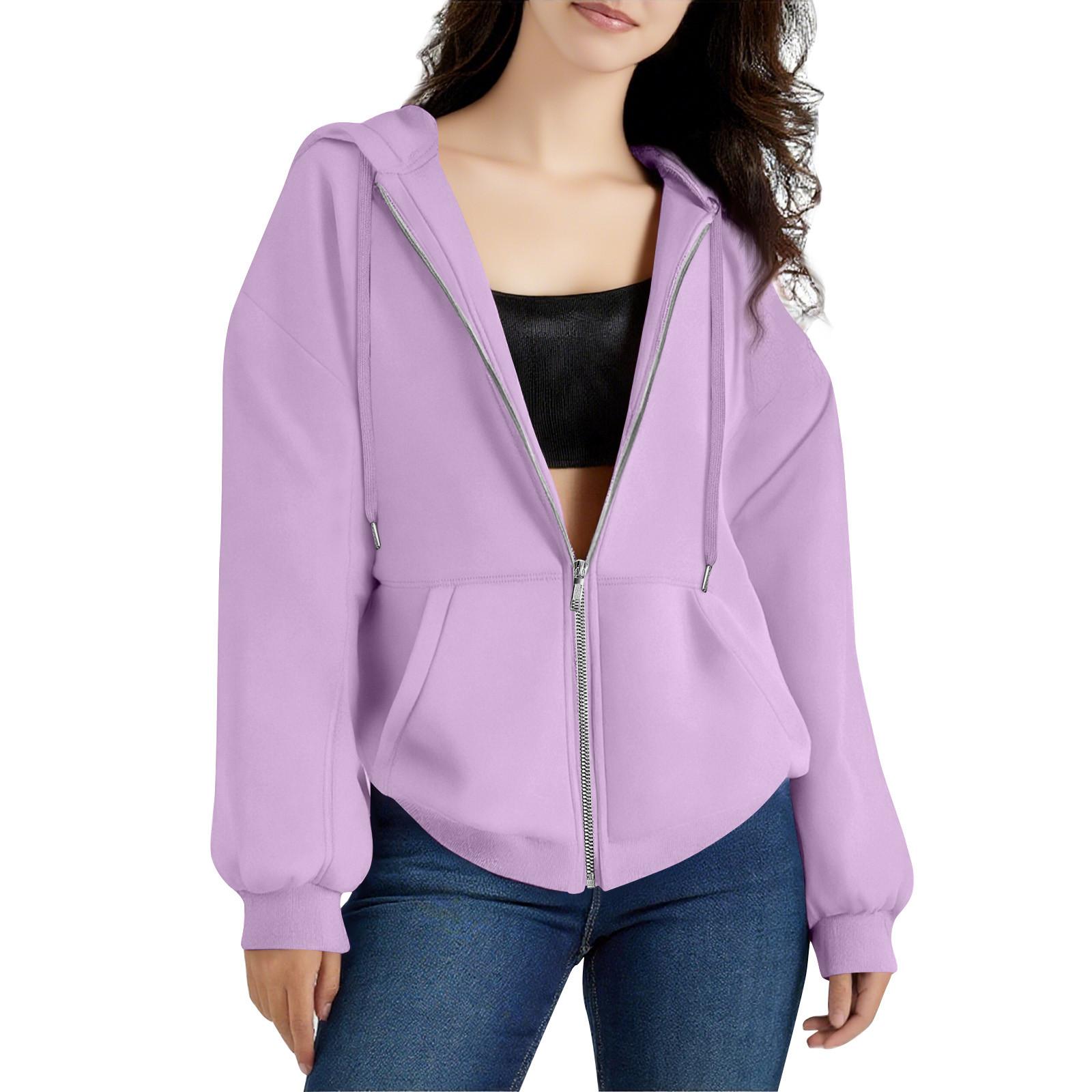 Women s Zipper Hoodie Long Sleeve Sports Jacket Pocket Clothing Fashion Apparel XXXL