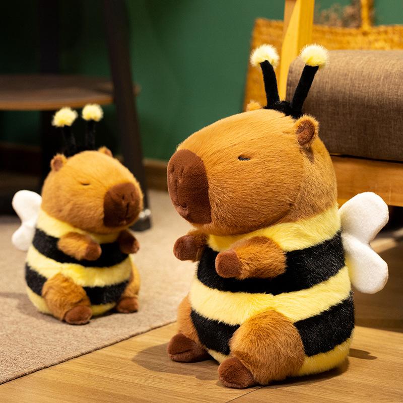 Cute Bee Capybara Plush Toy Ultra Soft Stuffed Animal Honeycomb Capy For Kids Birthday Gifts Home Decor