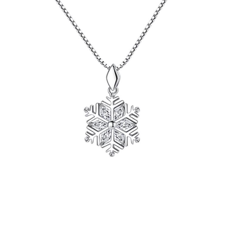 Colier Stil Mori Fulg de Nea cu Strasuri – Modă Coreeană pentru Femei