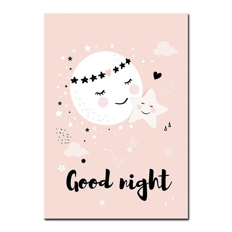 Northern Europe Cartoon Kindergarten Children's Room Cute Elephant Bear Love Canvas Painting Decoration Painting Wall Art No Frame