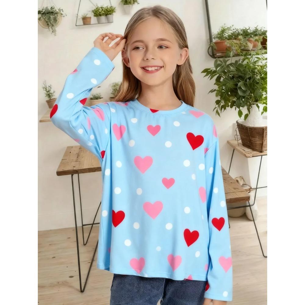 Spring and Autumn Round Neck 3D Printed Top Fashionable Casual Simple Comfortable Long Sleeved Children's Girl T-shirts