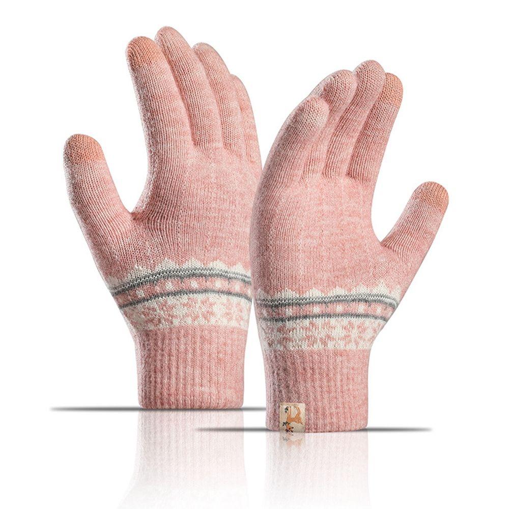 Snowflake Pattern Jacquard Female Gloves Wool Mittens  Gloves Knitted Cashmere Gloves