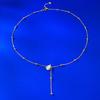 New S925 Silver Water Drop Necklace with Tassel Small Round Beads, Light Luxury, Exquisite Clavicle Chain, Wedding Jewelry