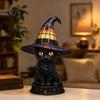 Seasonal Home Lighting Halloween Witch Cat Night Light, Resin Table Lamp with Warm Gothic Bedroom Glow, Decor for Shelf, Spooky Gift Entryway