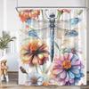 Dragonfly Floral Shower Curtain Insect Flower Wistera Plant Bathroom Decor Modern Polyester Bath Curtain With Hook With Hook