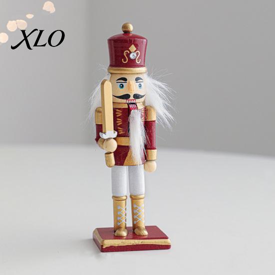 Festival Party Ornament Wooden Nutcracker Soldier Figurine, Handcrafted Solid Wood Christmas Tabletop Holiday Gift for Desk And Bookshelf Decor,