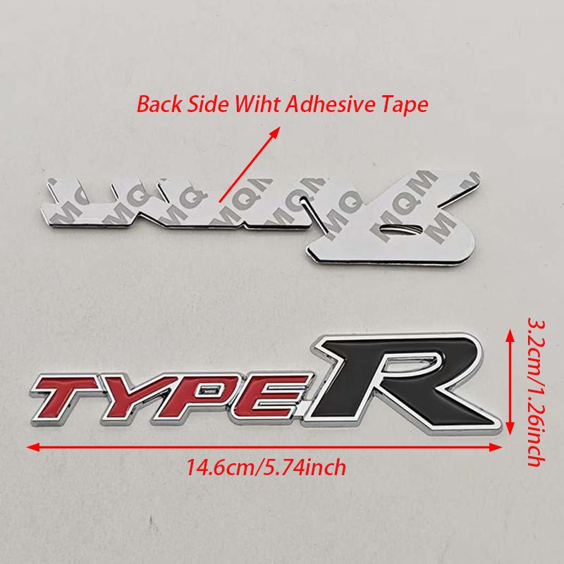 3D Metal Car Styling Type R Logo Rear Trunk Sticker Badge Emblem Decal For Honda Civic TYPE R CRV HRV Accord Fit Car Accessories
