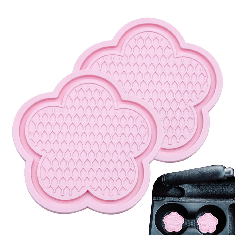 

Insert Water Bottle Holder Pads Flexible Bottle Holder Pads 2-Piece Set Dustproof Car Coasters Automotive Cup Holders For Family розовый