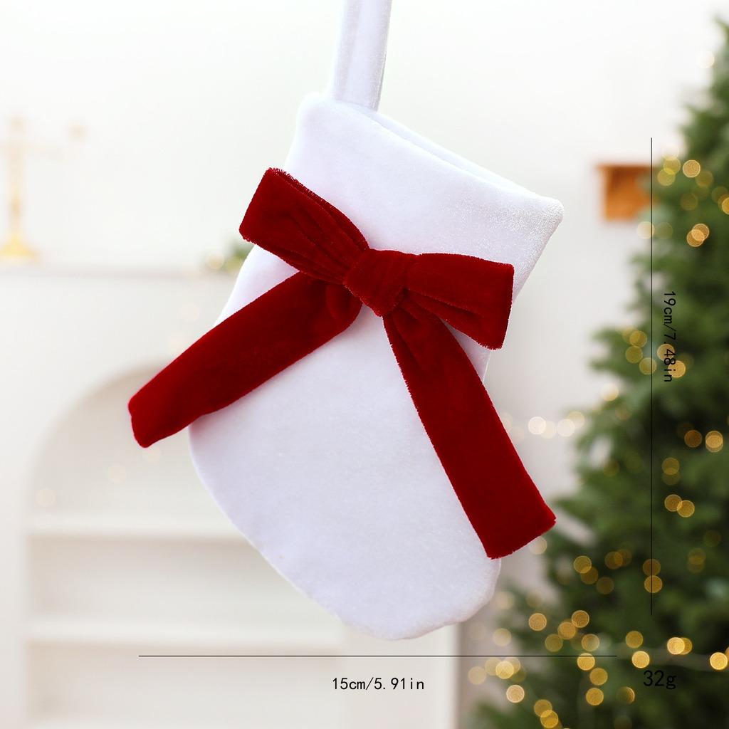 Bow Christmas Stocking Exquisite Holiday Hanging Stocking Fabric Christmas Stocking Premium For Family Holiday Gathering Holiday