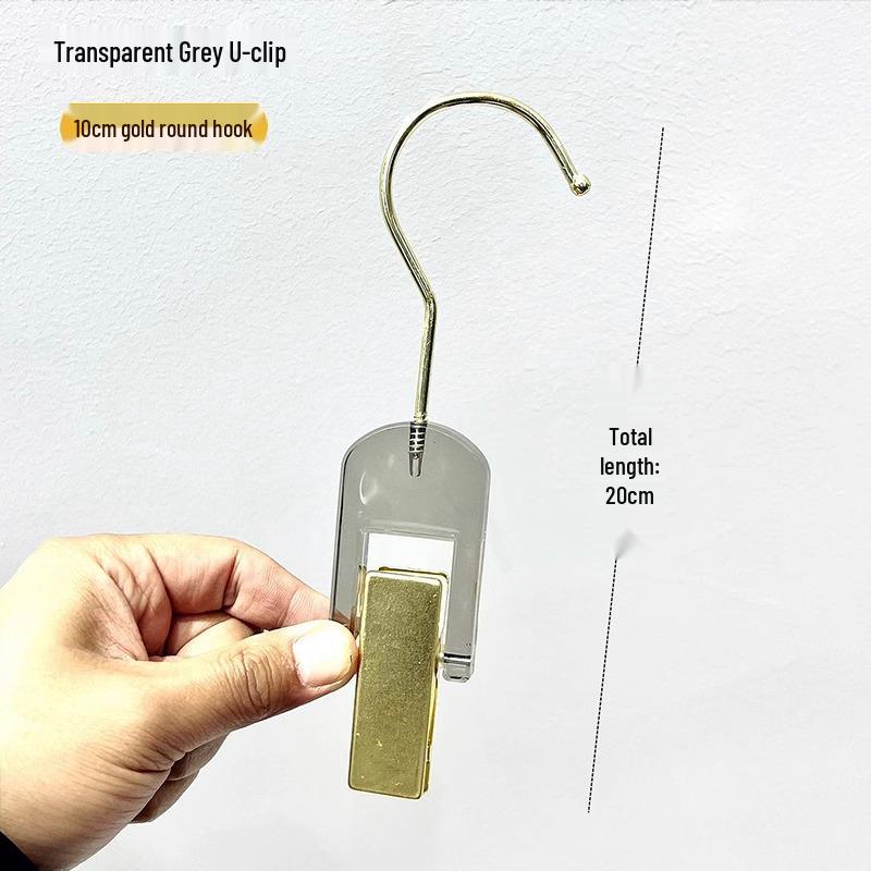 Large Transparent Crystal Acrylic Clothes Hook Clip with Stainless Steel for Socks and Pants