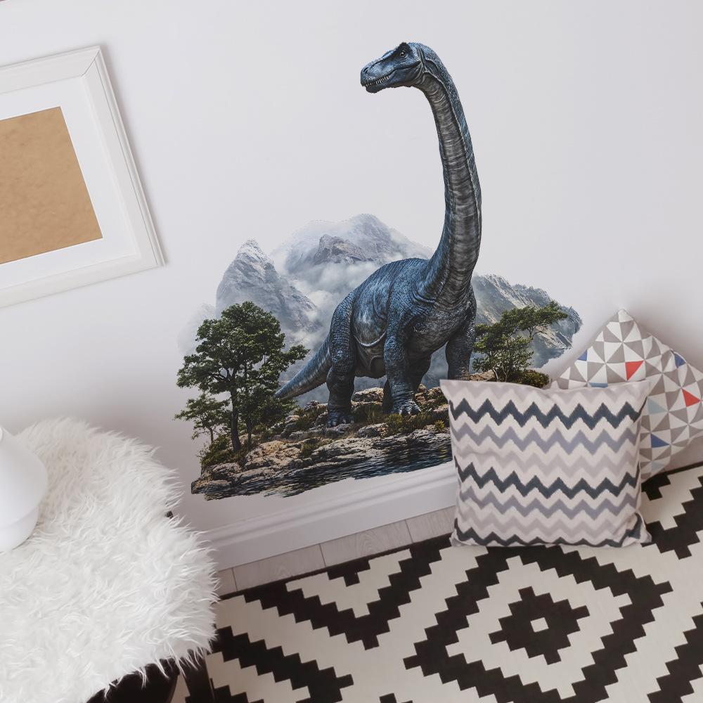 2 Pcs Cartoon Painted Dinosaur Bedroom Living Room Home Wall Background Landscaping Decoration Wall Stickers