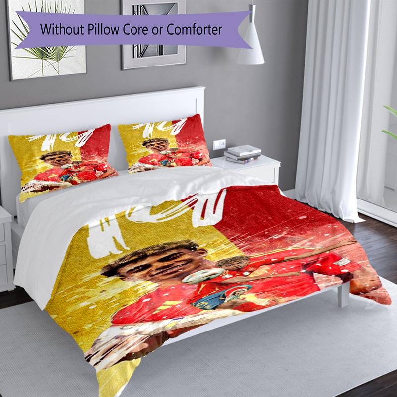 Lamine Yamal Soccer Star Number Bedding Set,Soft Bed Linen for Bedroom Home Decoration,Perfect Gift for Football Fans,Breathable Duvet Cover with Pill