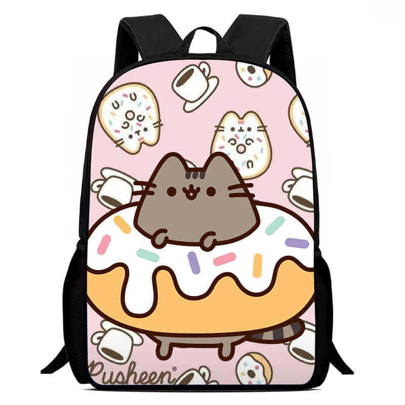 Детский рюкзак с принтом Pusheen, уличный, большой вместимости, школьный ранец для студента 04