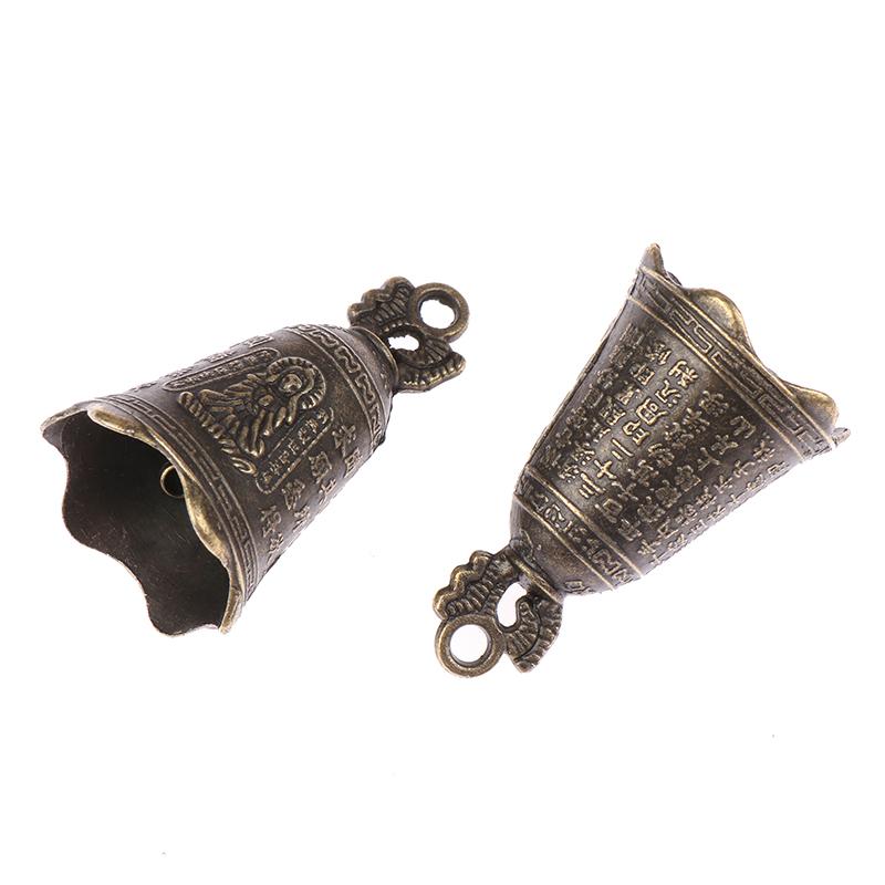 2 Stücke Retro China Mini Bronze Skulptur Beten Buddha Feng Shui Glocke Hausgarten Dekorative Windglocken Auto Anhänger Zubehör