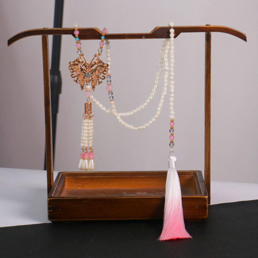 Imitation Pearl Chinese Pearl Necklace Tassel Ethnic Style Choker Hanfu Necklace  Horse Face Skirt