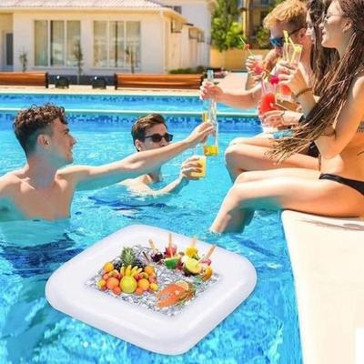 Yousheng Inflatable Serving Bar Leak-proof PVC Summer Rectangle Square Salad Ice Tray Food Drink Container Buffet Cooler Outdoor Swimming Pool Party