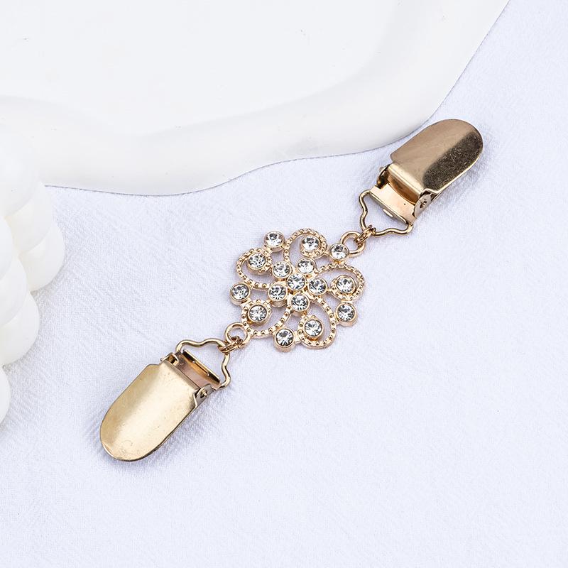 Retro spona na šál: Evropsko-americká brož na svetr a šátek s diamantovým akcentem - Slitinový doplněk proti odhalení