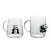 Cute 3D Panda Mug Heat Resistant Glass Couple Mugs Creative Cups Breakfast Milk Tea Water Cup Popular Students Campus Daily Use