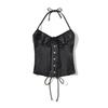 European Satin Solid Color Halter Neck Camisole for Women – Adjustable Tie-Up Back, Sexy and Chic Design