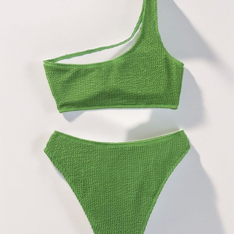 New swimsuit solid color snake cloth shoulder bikini split swimsuit women