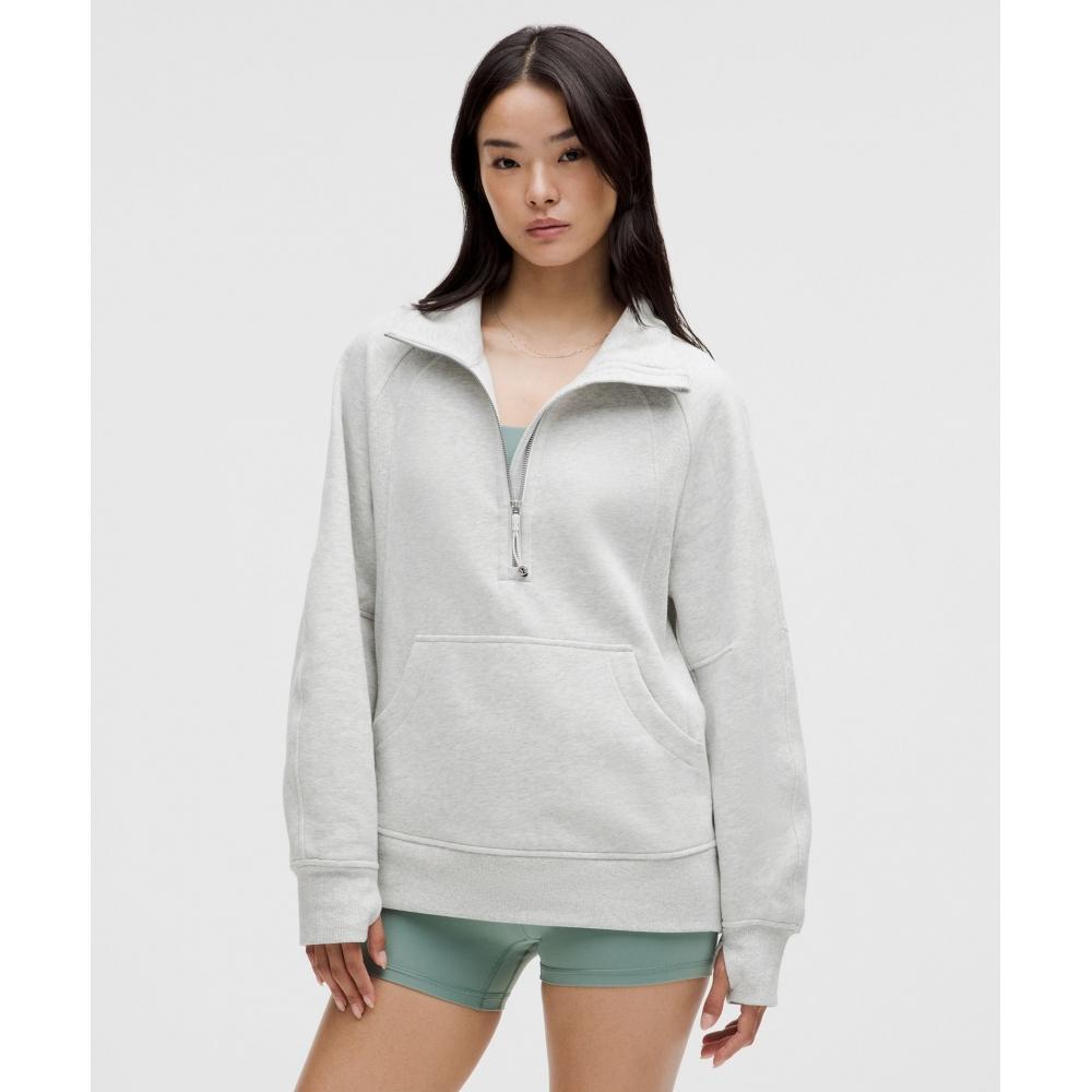 

Lululemon Scuba Oversized Воронкообразный воротник с застежкой-молнией на половину длины, ультрасветло-серый с меланжевым сердечником M/L