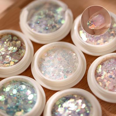 1 Box Mixed Nail Glitter Sequins Flakes Nail Art Powder Decoration Gel Polish Manicure Accessories Supplies
