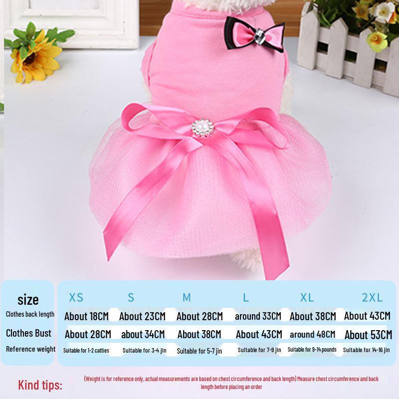 Vestido de malla de verano para perro estilo coreano con lazo